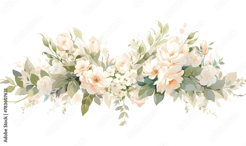 wedding flowers on a horizontal line, Generative AI wedding flowers on a horizontal line, Generative AI