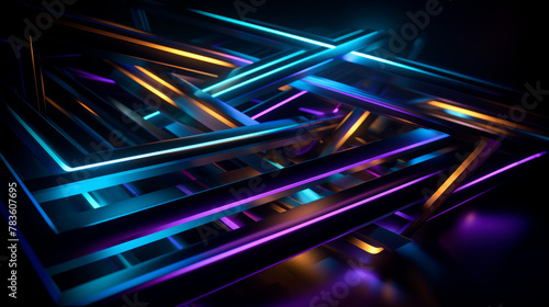 Neon lights create vibrant lines against a dark background, illuminating the void in all its glory
