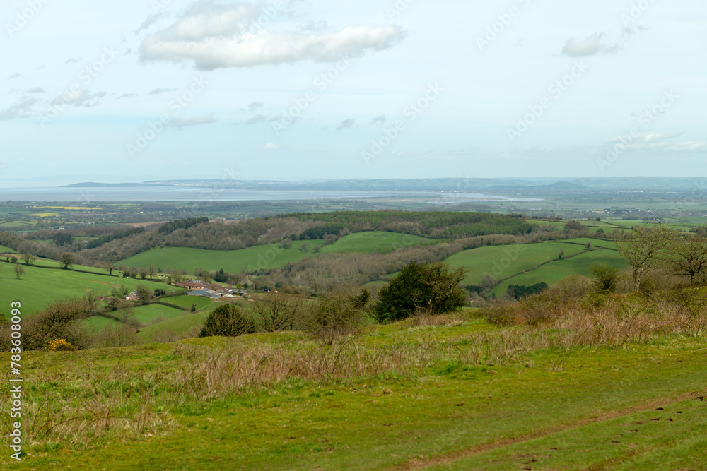 View from Cothelstone Hill towards the Bristol Channel and Hinkley Point, Somerset, England View from Cothelstone Hill towards the Bristol Channel and Hinkley Point, Somerset, England