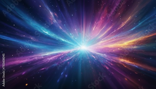 A captivating space-themed digital artwork depicting a brilliant burst of light spreading through the starry cosmos.. AI Generation