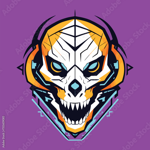 lizard cyborg head vector art