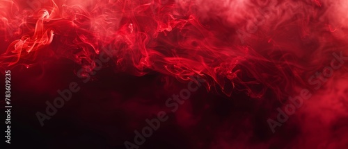 A dynamic red smoke cloud, expanding across the frame, evoking energy and passion on a sleek banner. 