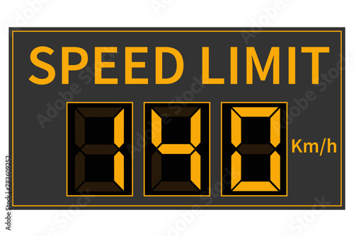Speed limit sign 140 km/h icon vector illustration