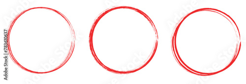 
Red circle brush stroke vector isolated on white background. Red  circle brush stroke. For stamp, seal, ink and paintbrush design template. Grunge hand drawn circle shape, vector Illustration.