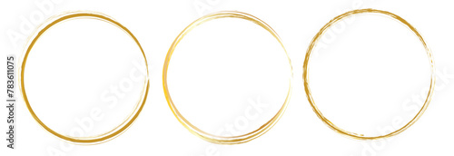 Gold glittering circle of paint golden glitter texture. Abstract gold glittering textured. gold circle frame seton white background.