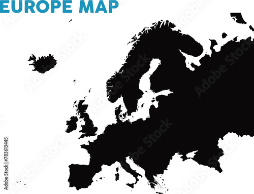 High detailed map of Europe. Outline map of Europe. Europe