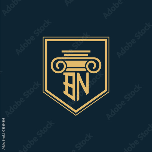 BN Initials Law Firm Logo Lawyer logo with creative law element