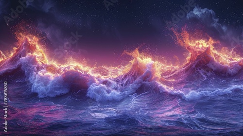 Psychedelic Ocean Waves, Capturing the Euphoria of the Sea in Neons.
