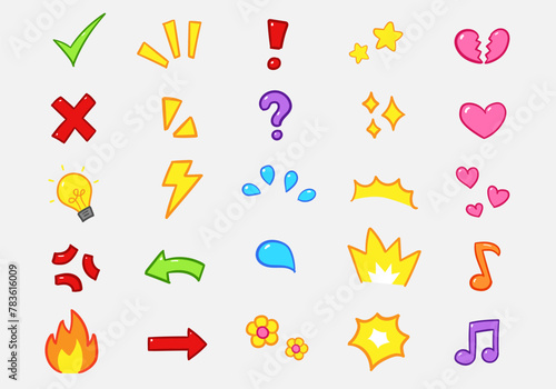 Vector set of hand-drawn cartoony expression sign doodle