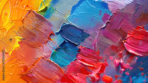 close up detailed image of colourful textured acrylic painting