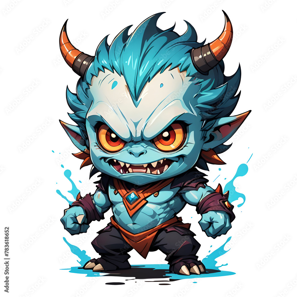 Basic Demon Chibi Chibi demon with horns cartoon character llustration on transparent ...