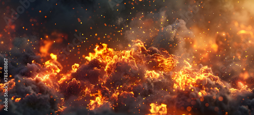 Intense flames peak through of fire's destructive power - Ai Generated