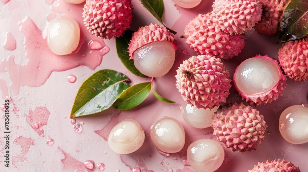 Modern lychee composition in a chic Italian aesthetic AI generated illustration Modern lychee composition in a chic Italian aesthetic AI generated illustration