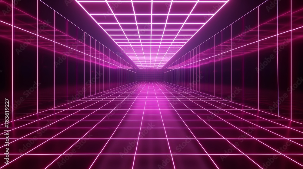 Neon grids forming a mesmerizing optical illusion 3d style isolated flying objects memphis style 3d render AI generated illustration Neon grids forming a mesmerizing optical illusion 3d style isolated flying objects memphis style 3d render AI generated illustration