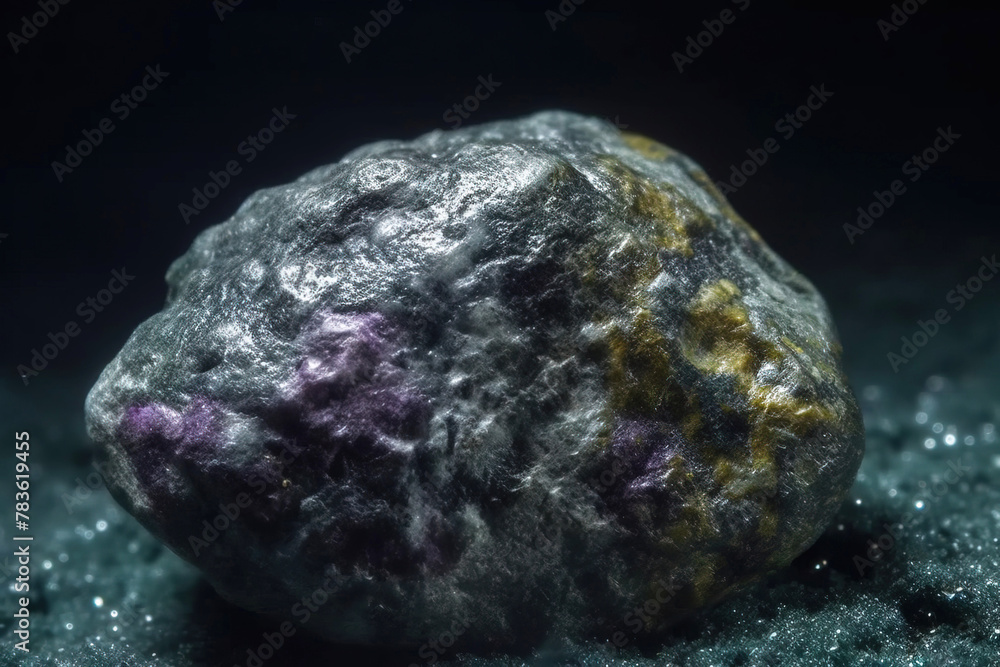 Putnisite is a rare precious natural stone on a black background. AI generated. Header banner mockup with space. Putnisite is a rare precious natural stone on a black background. AI generated. Header banner mockup with space.