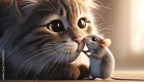 cat and mouse in love photo