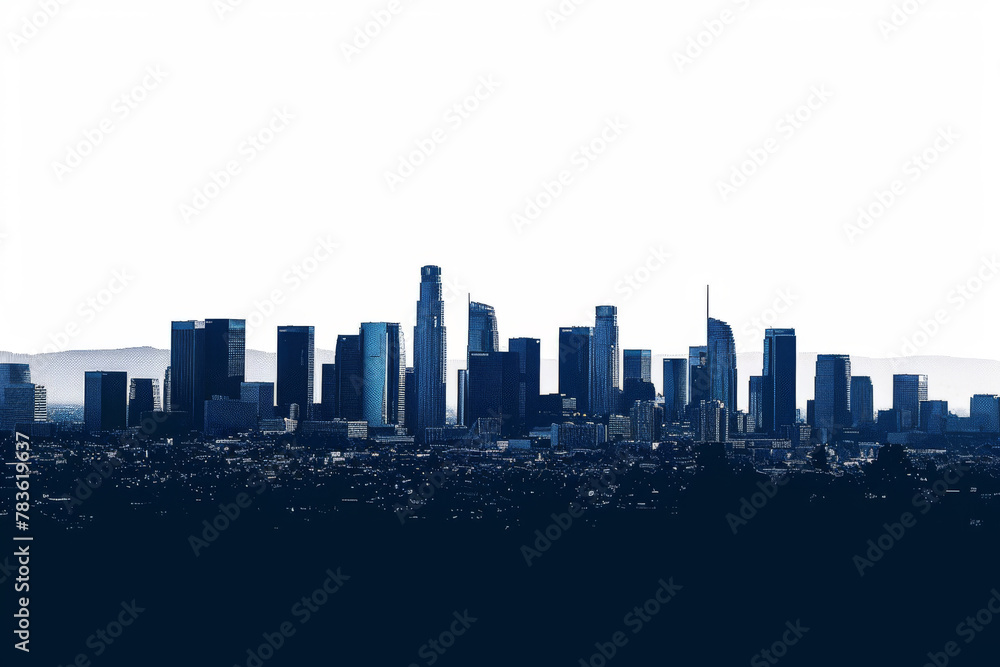 Los Angeles skyline, Monochrome minimalistic silhouette with dot gradient, ideal for urban design Los Angeles skyline, Monochrome minimalistic silhouette with dot gradient, ideal for urban design