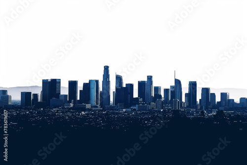 Los Angeles skyline, Monochrome minimalistic silhouette with dot gradient, ideal for urban design