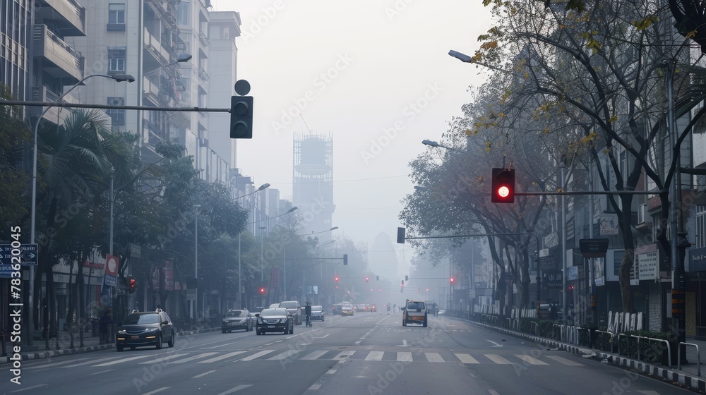 Pollution sensors dot the city monitoring air quality in real-time   AI generated illustration