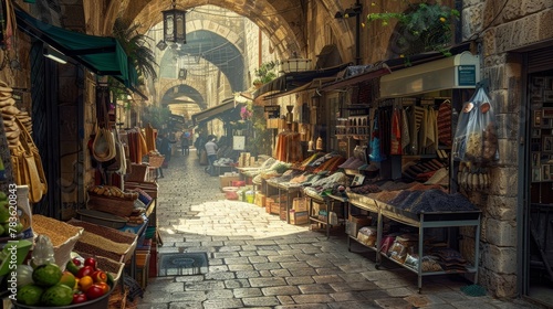 Ancient Paths at Old Town Jerusalem Market photo