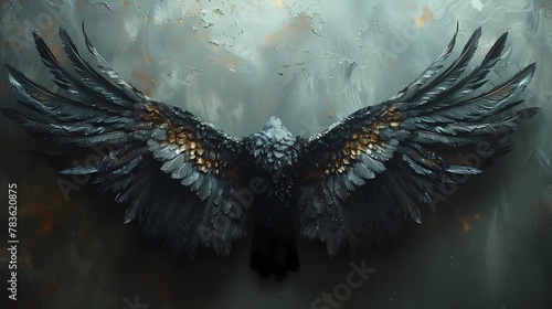 Wallpaper Mural **Black Wings On Solid Background 4k HD ultra Torontodigital.ca