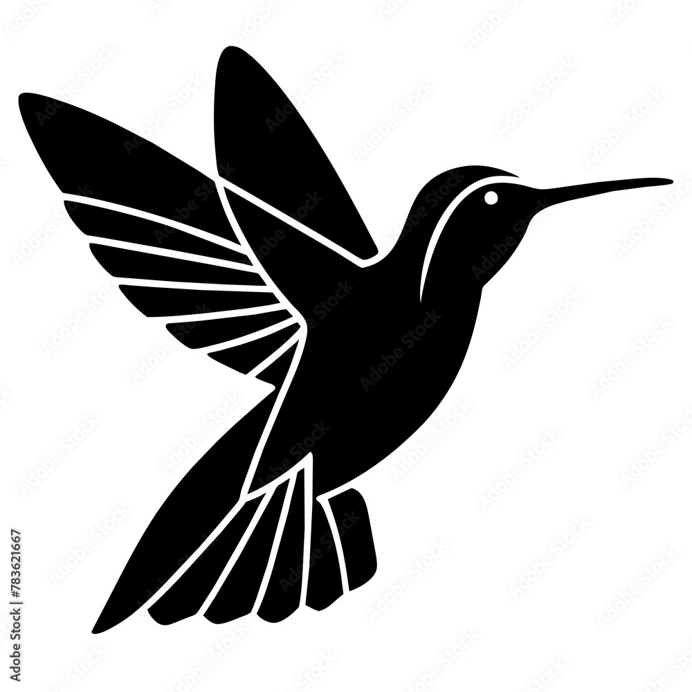 Fototapeta premium Flying Hummingbird silhouette. Hummingbird Logo design concept is isolated on a white background. Hummingbird Vector Illustration 