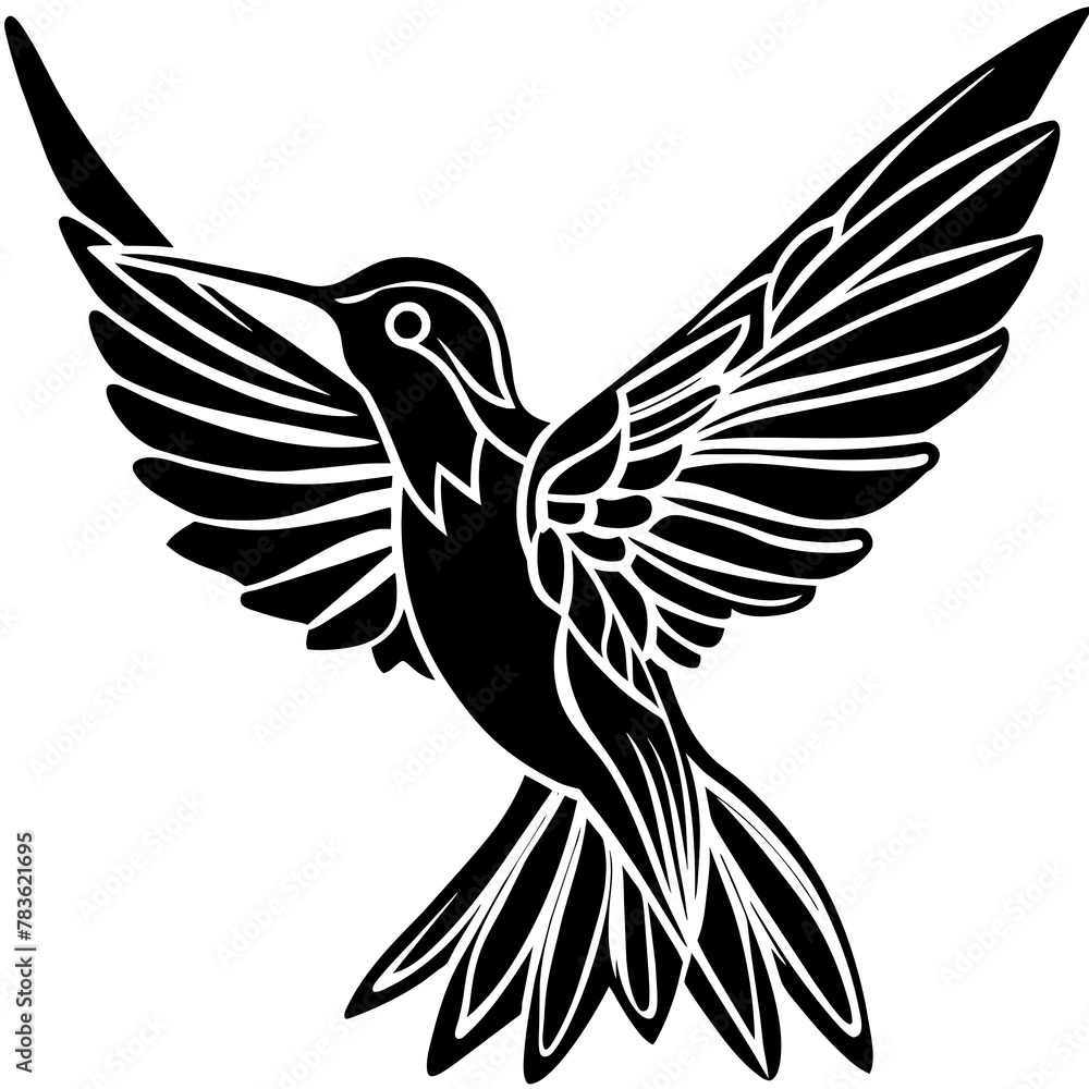 Obraz premium Flying Hummingbird silhouette. Hummingbird Logo design concept is isolated on a white background. Hummingbird Vector Illustration 
