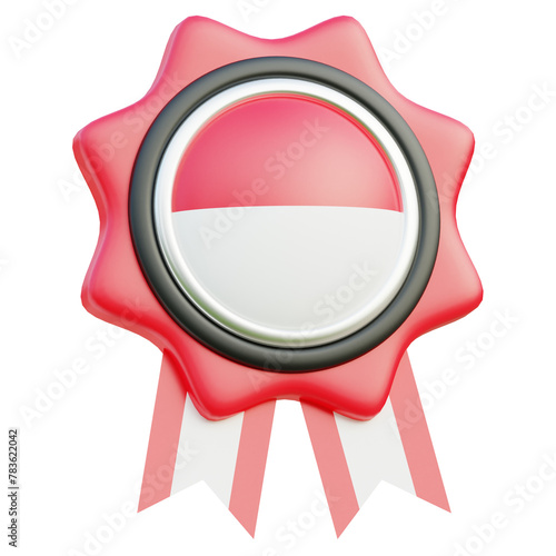 3D Indonesian Flag Badge with Rosette