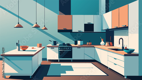 A compact kitchen with a streamlined layout featuring white cabinets and countertops and a sleek induction cooktop. The countertops are