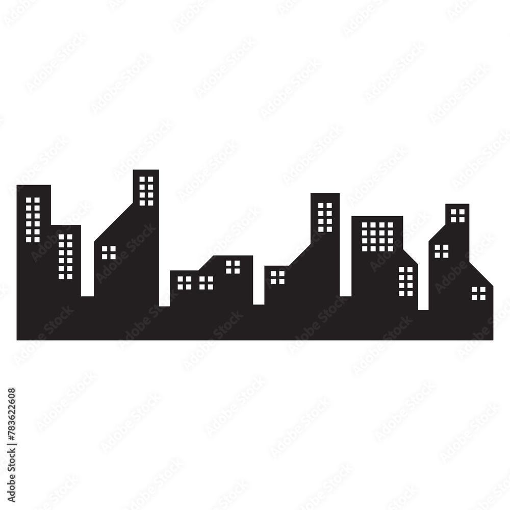 city silhouette element transparent background