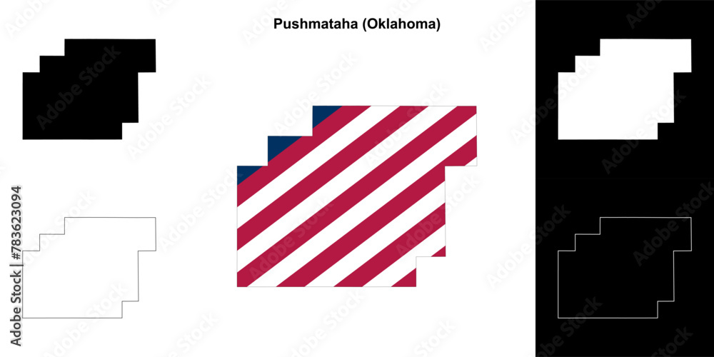 Pushmataha County (Oklahoma) outline map set