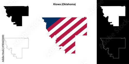 Kiowa County (Oklahoma) outline map set photo