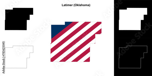 Latimer County (Oklahoma) outline map set photo