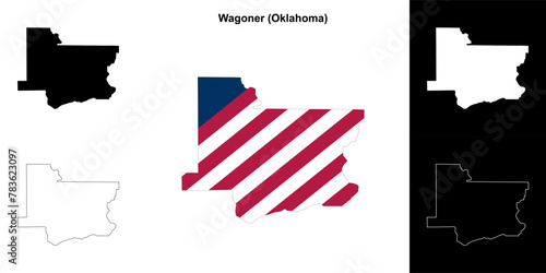 Wagoner County (Oklahoma) outline map set photo