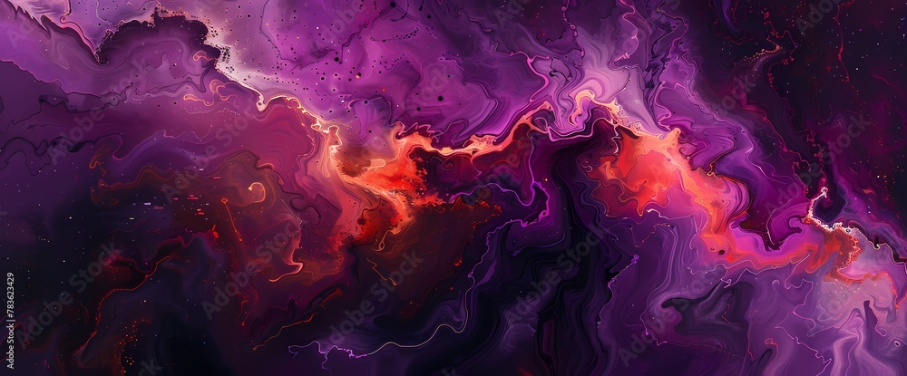 Intense maroon and cosmic lavender converge, forming an abstract masterpiece of depth and richness.