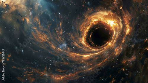 宇宙の中心のブラックホールをイメージしたアブストラクト背景イラスト photo