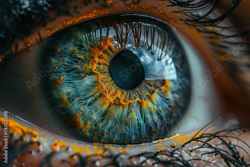 Extremely detailed macro image of a human eye capturing the complexity and vibrancy of the iris