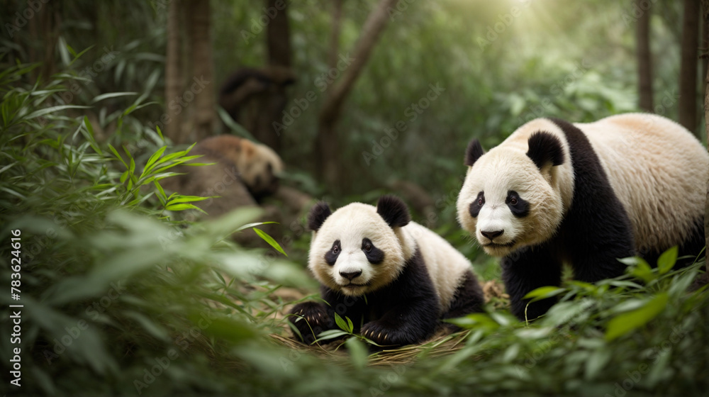 The bond between a Panda cub and its caretaker - AI generated Digital Art