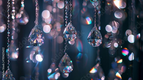 Shimmering diamonds hanging weightlessly  AI generated illustration photo