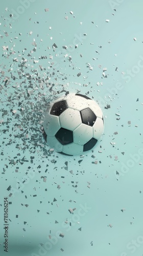Soccer ball flying through the air 3d style isolated flying objects memphis style 3d render  AI generated illustration