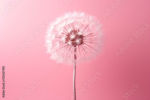 AI generated illustration of a dandelion on pink background with space for text or advertising