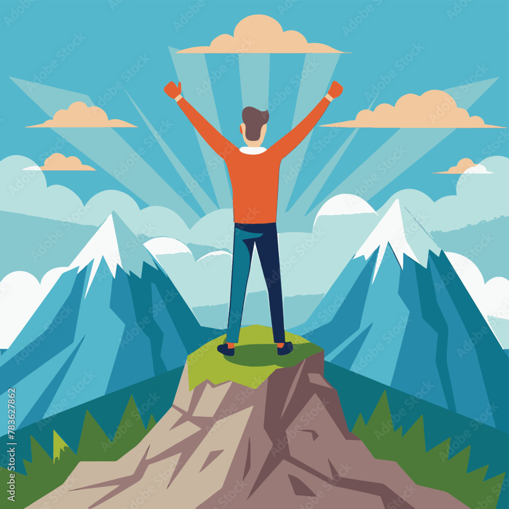 Fototapeta premium Conquering Heights: The thrill of ascending to new summits