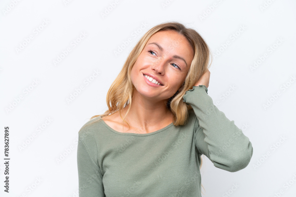 Young Russian woman isolated on white background thinking an idea Young Russian woman isolated on white background thinking an idea