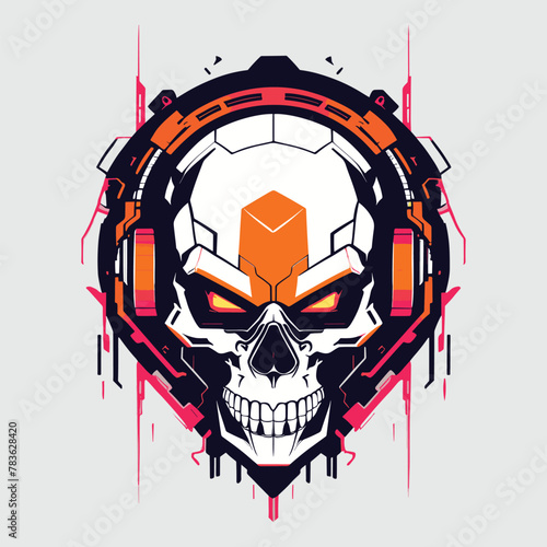 punk cyborg head vector art for merch