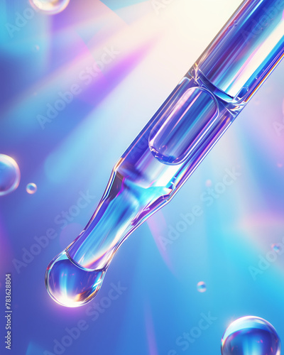 A beautiful Macro close-up serum micro dropless, Clear serum drops, photo