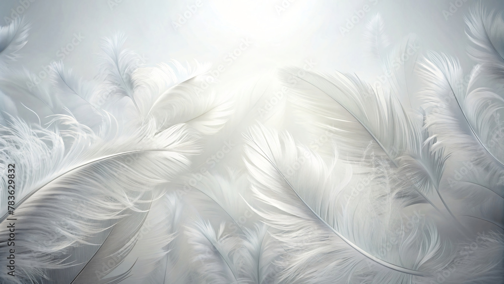 Soft White Feathers Texture with White Background