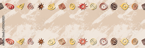 Ethnic frame, seamless border, banner, vector design