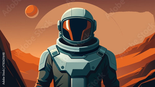 A lightweight modular spacesuit designed for traversing the rocky unpredictable terrain of a newly discovered exoplanet. Its sleek design