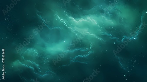 AI generated illustration of a green nebula with shining light