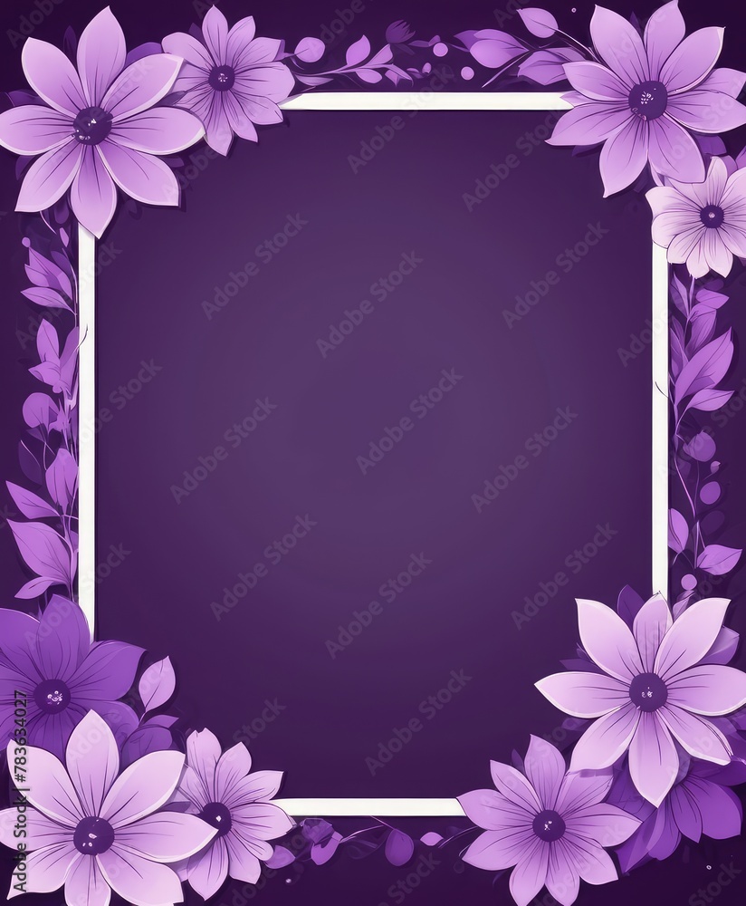 Embrace elegance with our artistic purple floral frame drawing. Customize the area with your content, creating a regal backdrop Embrace elegance with our artistic purple floral frame drawing. Customize the area with your content, creating a regal backdrop